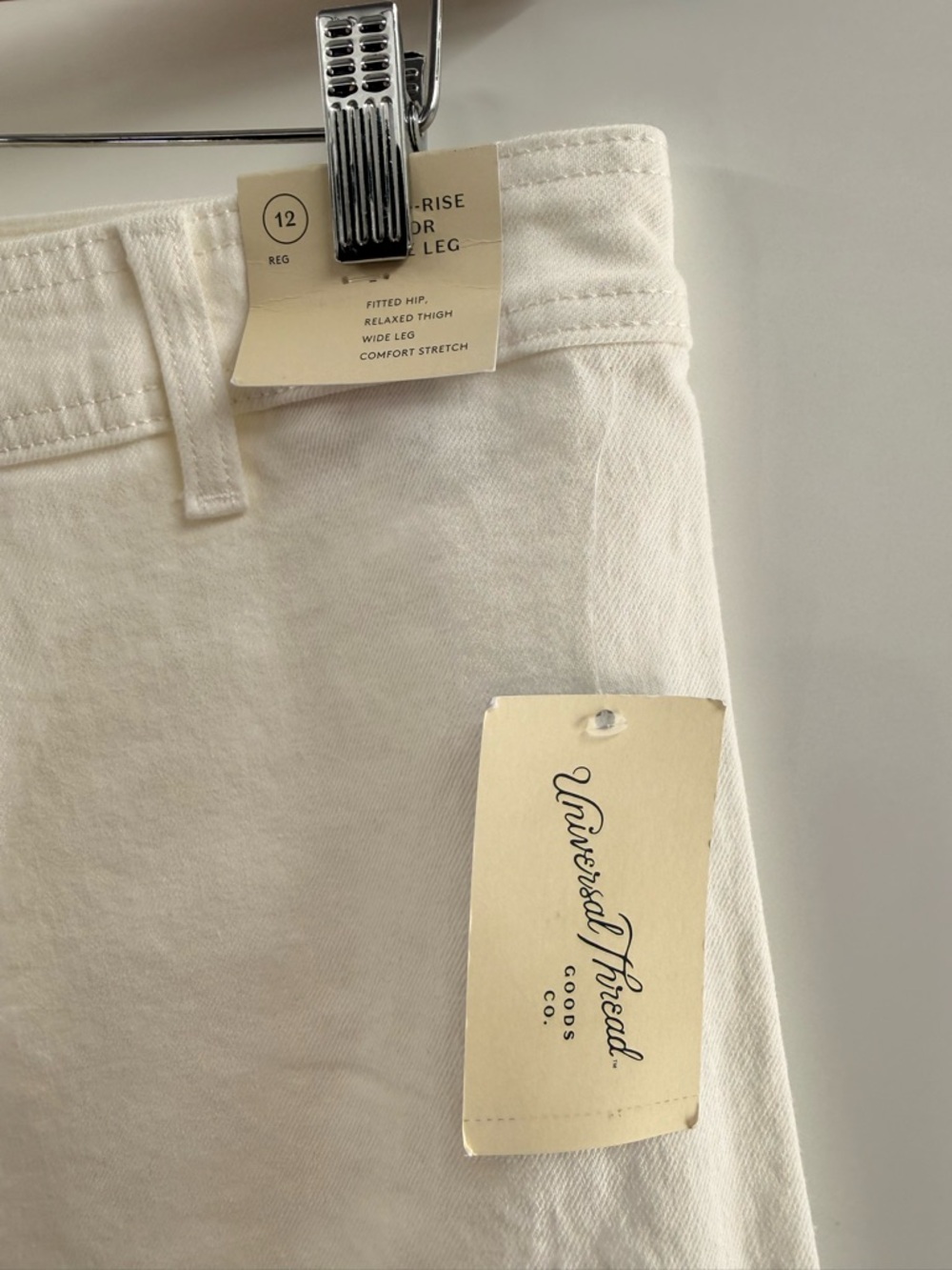 NWT High-Rise Sailor Wide Leg Ankle Jeans Relaxed Fit Universal Thread White 12 - Picture 5 of 11